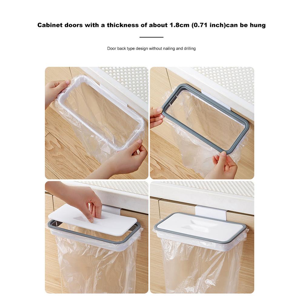 Garbage Storage Bracket Kitchen Cabinet Door Rubbish Bag Hanger Hanging Trash Garbage Bag Holder Cabinet Trash Rack for Kitchen