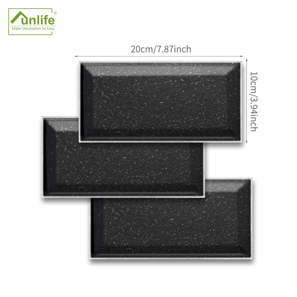 Funlife® 20 x 10cm svart terrazzo väggklistermärke gör-det-själv dekorativa miljövänliga pvc-kakelklistermärken för badrum kök hem vägggolv