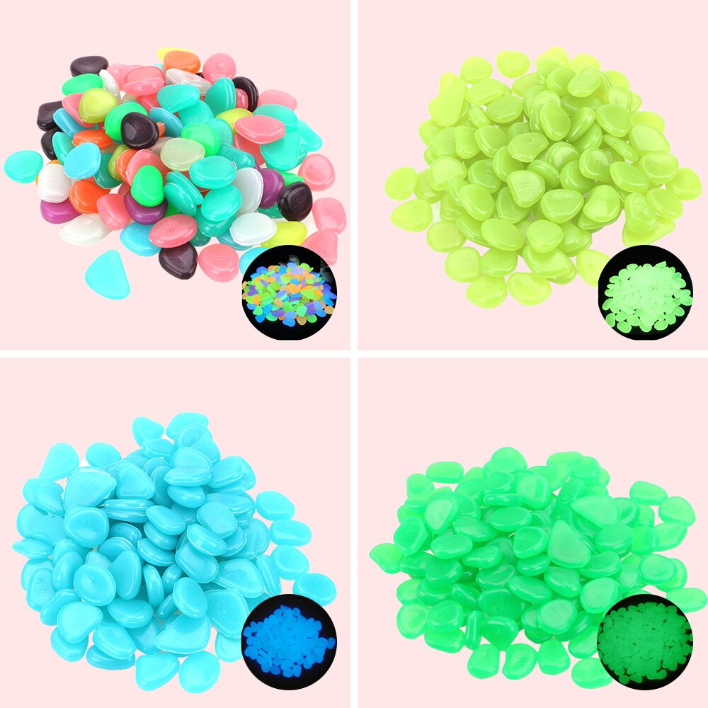 100 pièce/pack pierres brillantes artificielles pour passerelle Aquarium jardin cour lueur dans le jardin sombre PebblesRock pierres lumineuses