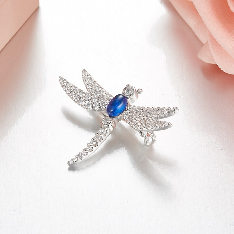 Broche de libélula de Plata de Ley 925 con circonita, broche de colores, para mujeres