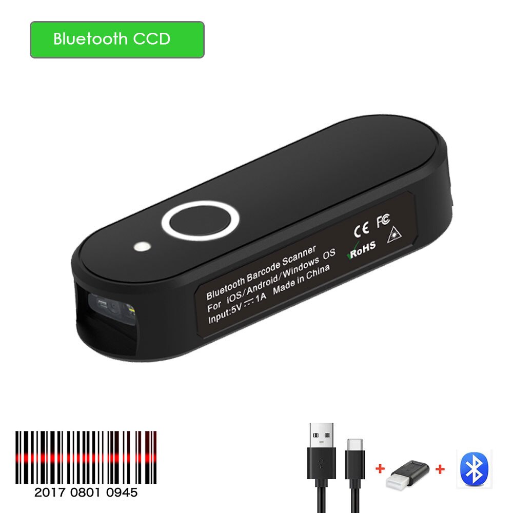 Holyhah Mini Scanner di codici a barre USB cablato Bluetooth Wireless 1D 2D QR PDF417 lettore di codici a barre per iPad iPhone Tablet PC Android: K40 CCD Scanner