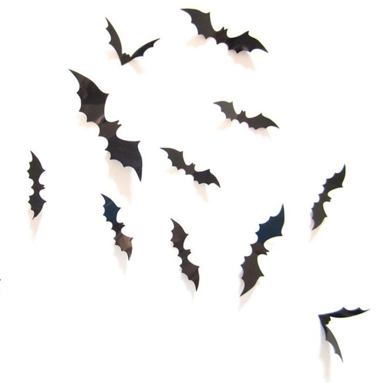 12pcs Halloween decoration bat props PVC wall stickers 3D stereo bat decoration stickers DIY stickers