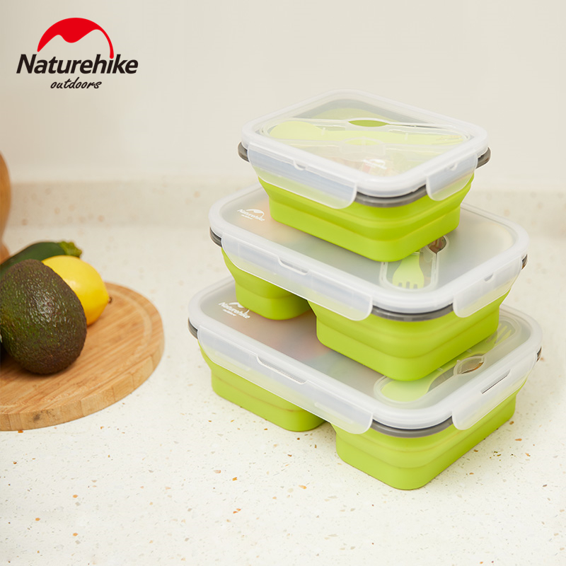 Naturehike Portable Foldable Outdoor Tableware Silicone Collapsible Lunch Box Camping Cutlery Cookware Food Storage Container