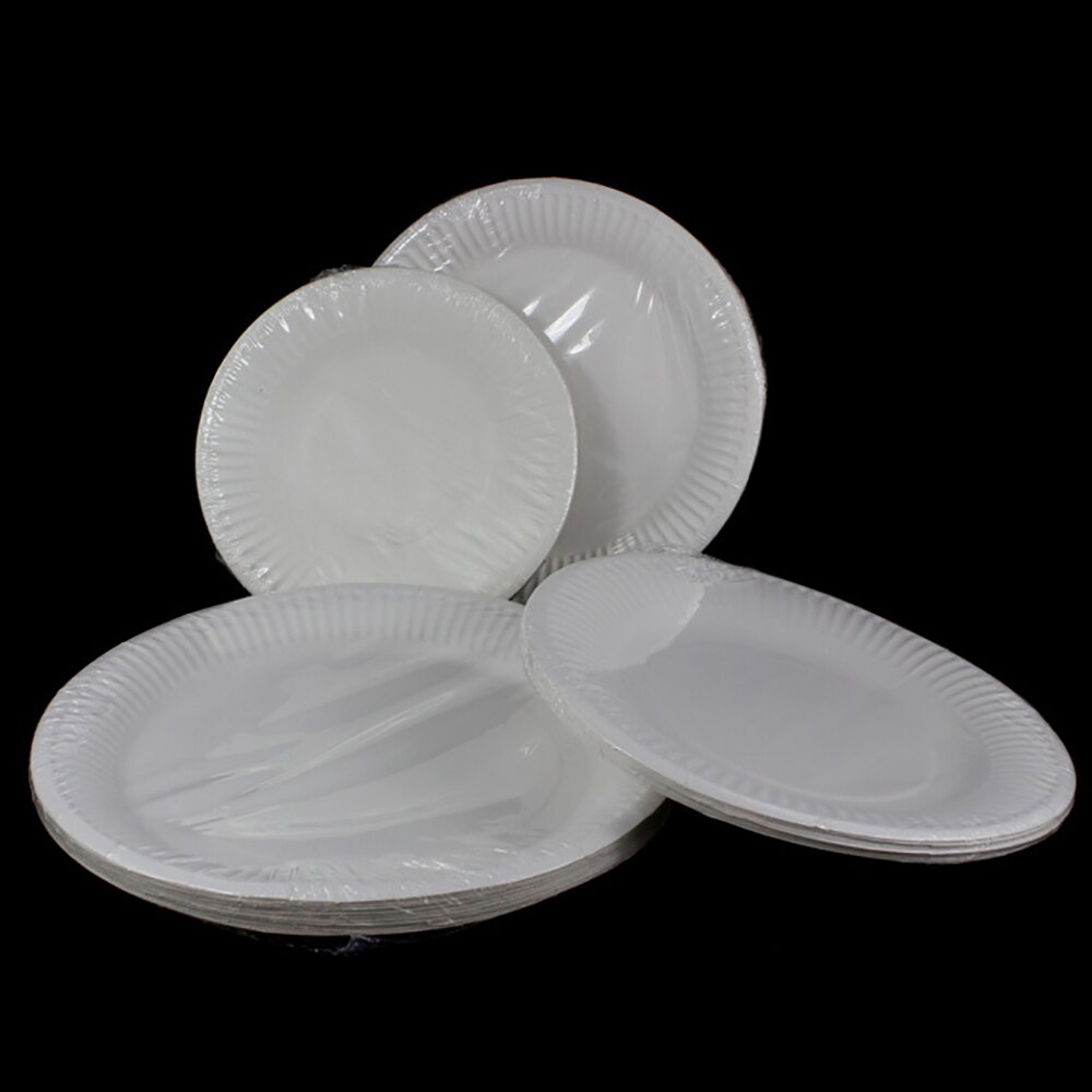 100PCS Disposable Plate 100% Compostable White Paper Plate Round Cake Plate for Party/Camping