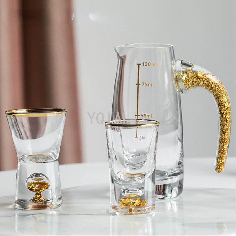 10ml vodka vinglas shotglas guld spiritus kop indbygget guldfolie sake glas krystal spiritus glas vin sæt