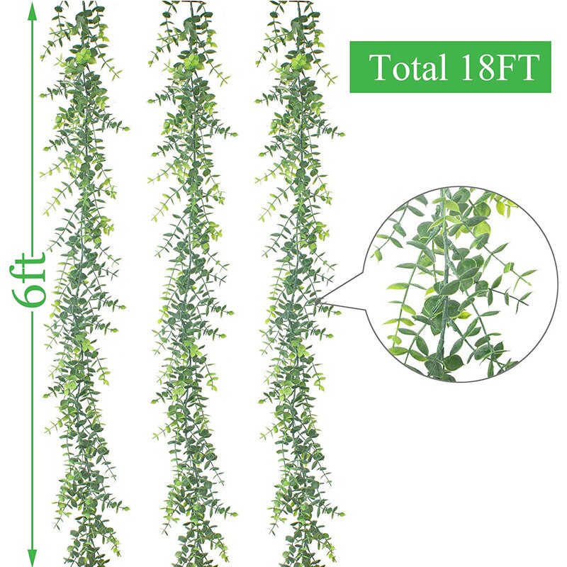 3PC Artificial Eucalyptus Garland, Faux Vines Greenery Garland Wedding Backdrop Arch Hanging Plant: b