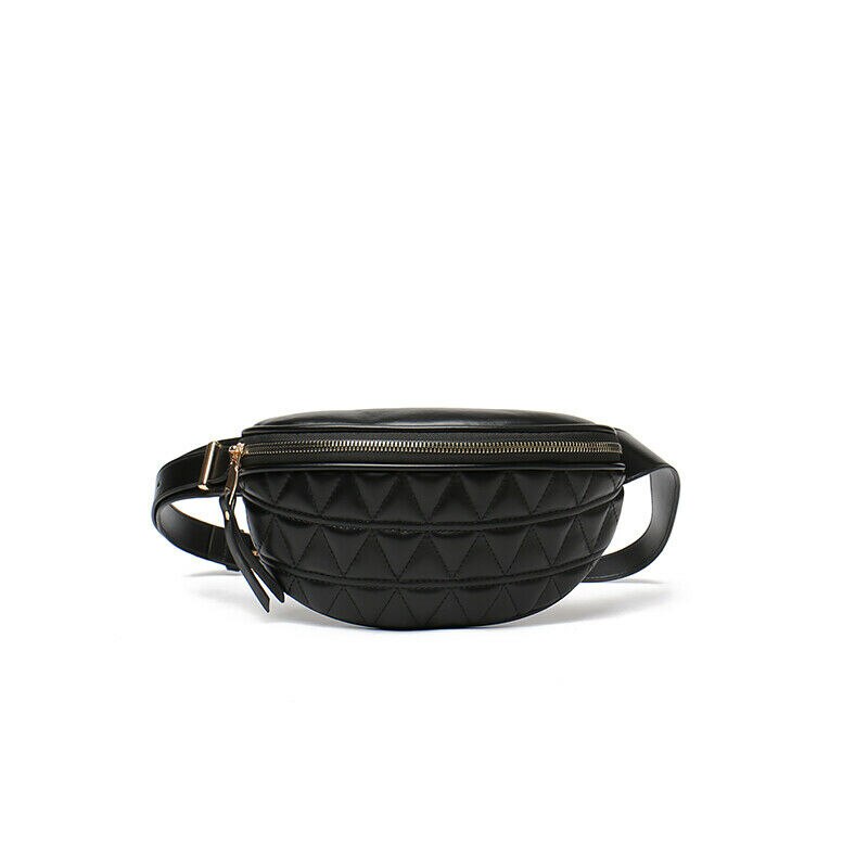 Retro Unisex mujer hombres cintura bolsa riñonera PU bolsa cinturón monedero pequeño teléfono llave bolsa Rojo Negro cintura paquetes: Black