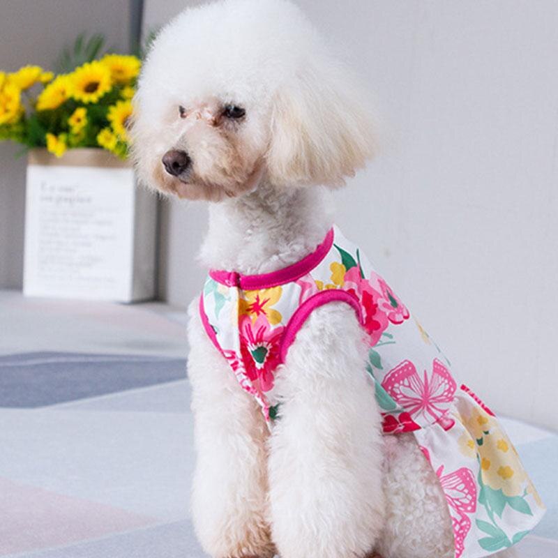 Robe d'été pour animaux de compagnie, imprimé de fleurs, Costume de voyage pour chien et chat, vêtements pour animaux de compagnie