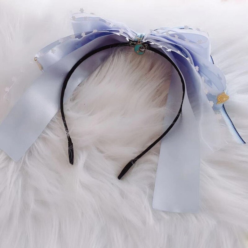 Lolita japonais bleu rêve couleur femmes à la main KC bandeau arc épingle à cheveux cheveux fermoir Cosplay cheveux accessoires pince latérale: WHITE