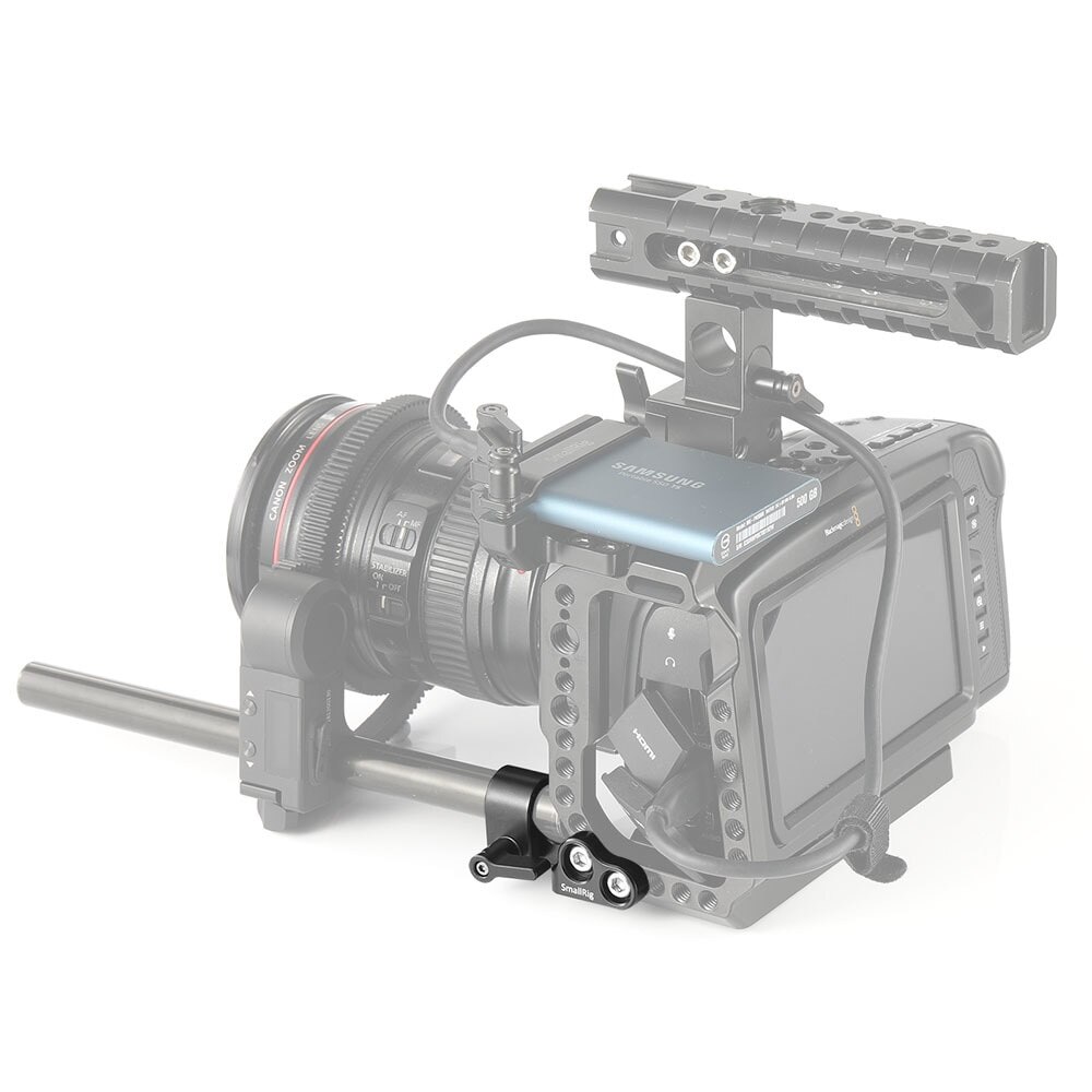 SmallRig 15mm Single Rod Clamp for BMPCC 4K / BMPCC 6K Cage To Mount a Follow Focus Motor like for Tilta Nucleus Nano 2279