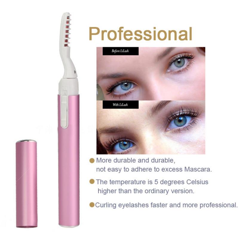 Recourbe-cils chauffant électrique, Style stylo rose, outil de maquillage