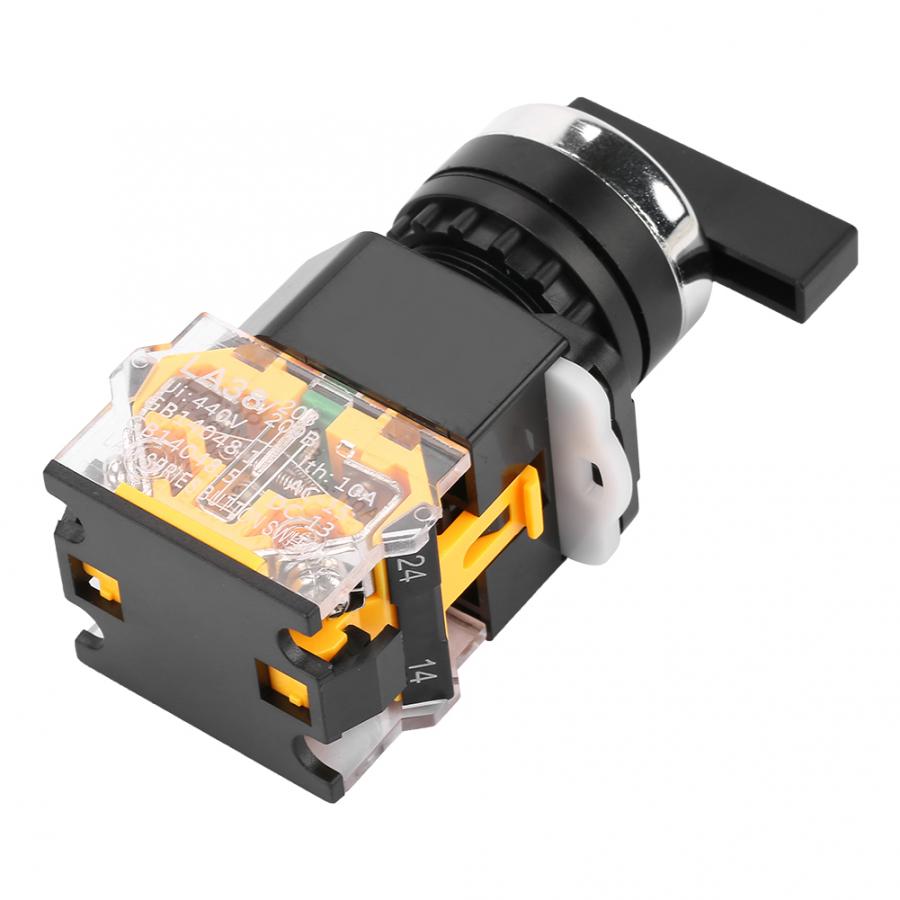 22mm 3 Position Auto Reset Selector Momentary Rotary Switch Long Handle LA38-20BX33 220V/380V