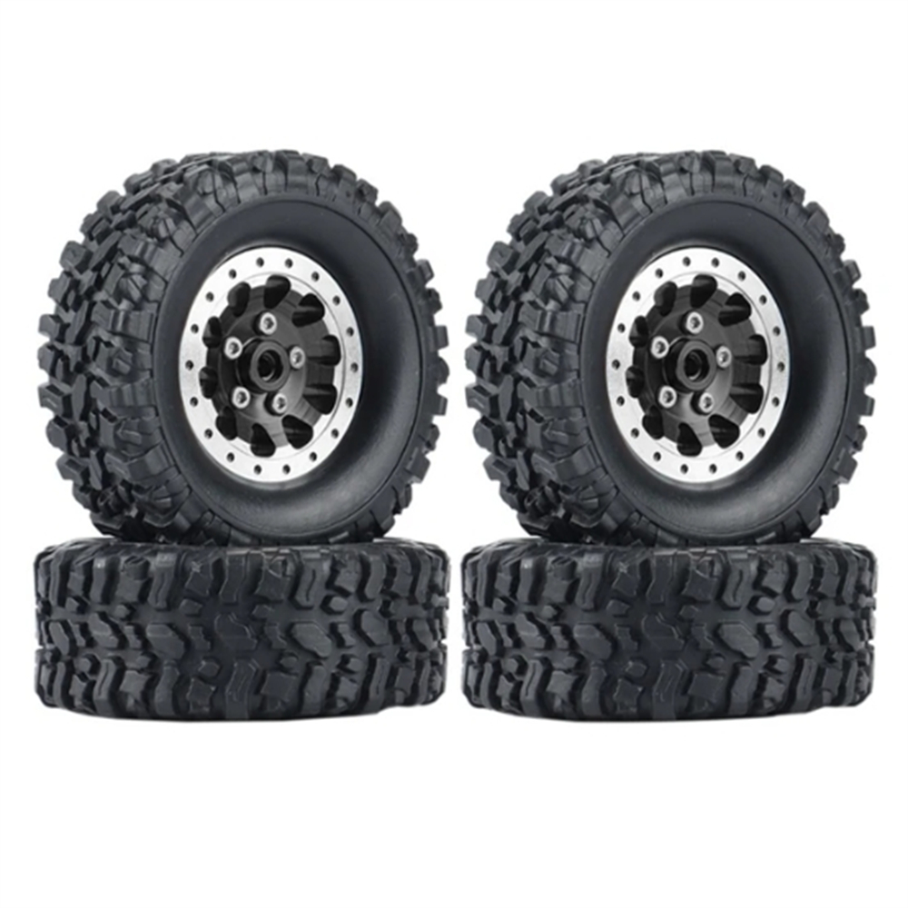 4Pcs Metal Beadlock Wheel Hub Wheel Rim And Rubber Tire For WPL C14 C24 B14 B24 B36 MN D90 MN99S RC Car Upgrade Parts
