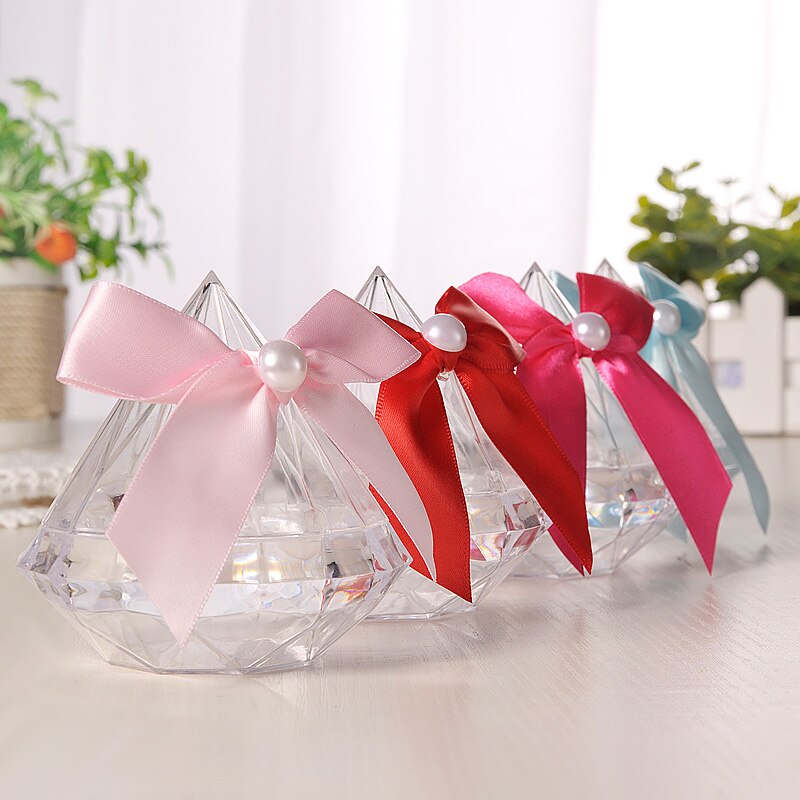Diamond Shape Candy Box Transparent Plastic Chocolate Petals Container Box Wedding Birthday Party Durable Box