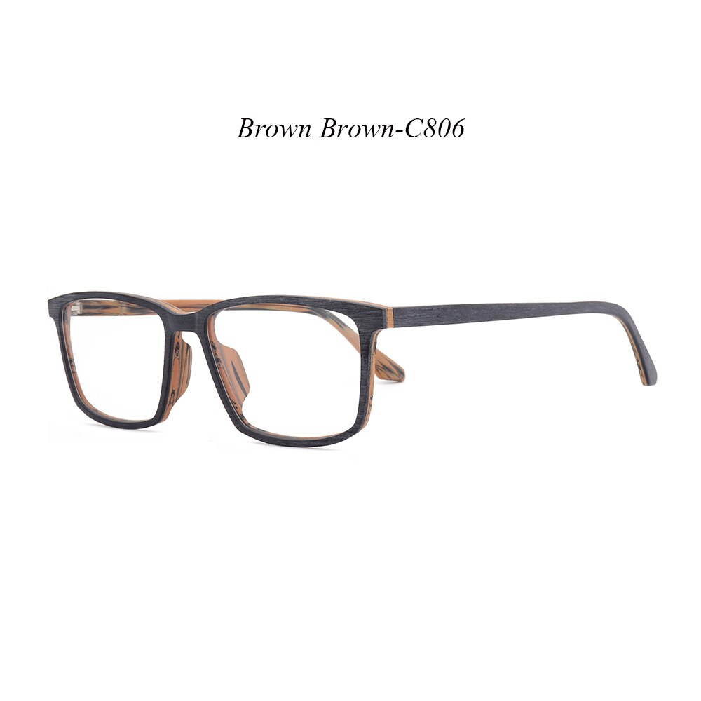 HDCRAFTER Wooden Prescription Frame Glasses for Men Optical Myopia Eye Glasses Frame Clear Full Frame Eyeglasses Spectacles: C806