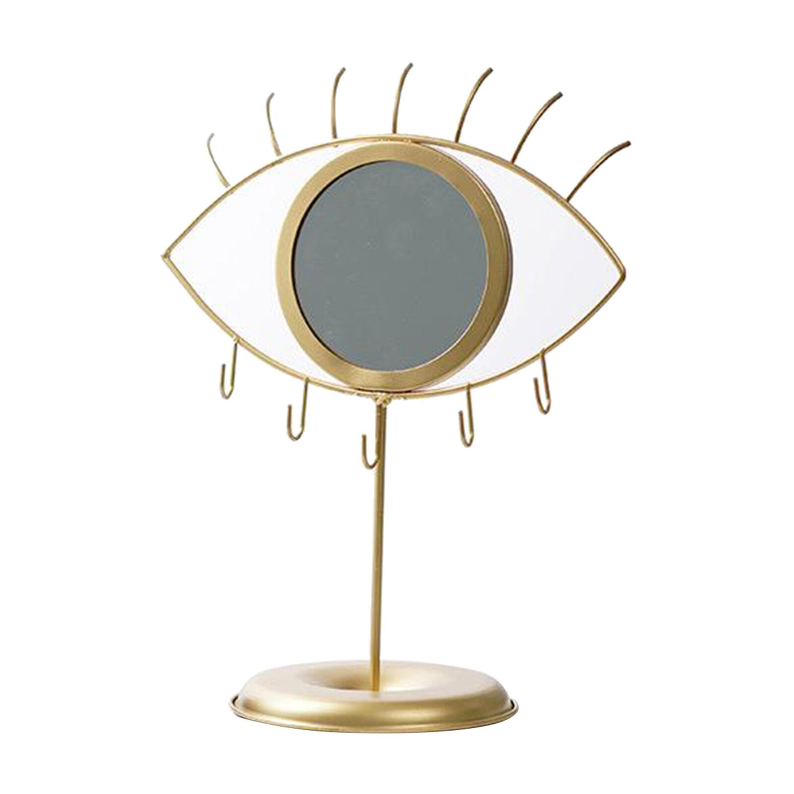 Tabletop Eye Shaped Mirror with Jewelry Holder,Modern Decorative Necklace er