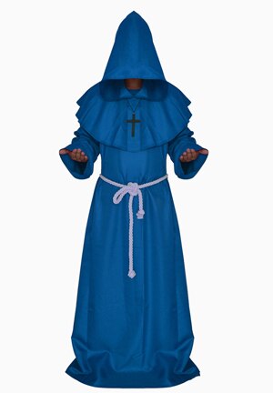 Monnik Hooded Gewaden Mantel Cape Friar Middeleeuwse Renaissance Priest Mannen Gewaad Kleding Halloween Comic Con Party Cosplay Kostuum: Blue / S