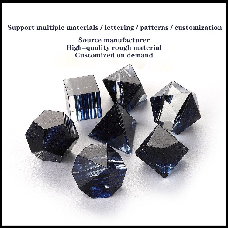 Bleu soie verre numérique polyèdre jeu de dés 7 pièces en cours d'exécution groupe jeu de société dés constellation jeu de dés
