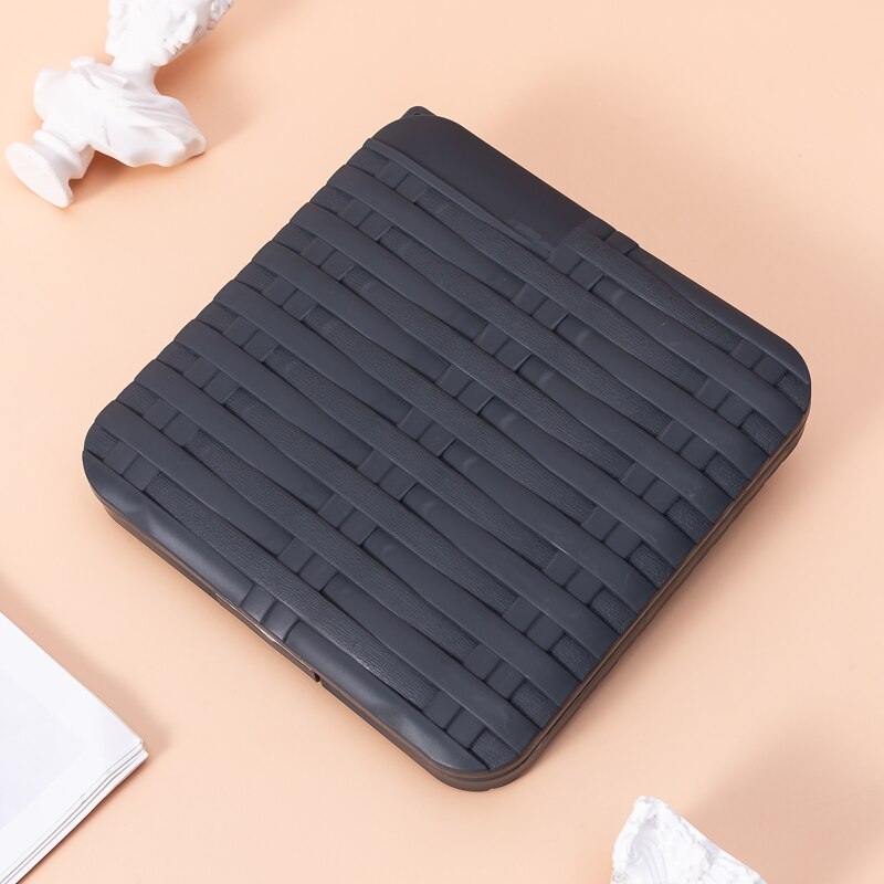 Kleurrijke pp-doos voor het opbergen van maskers, bewaar maskers, doos in rotanvorm, draagbare maskers, studentenmaskeropslag, stofdichte maskerorganizer: Zwart