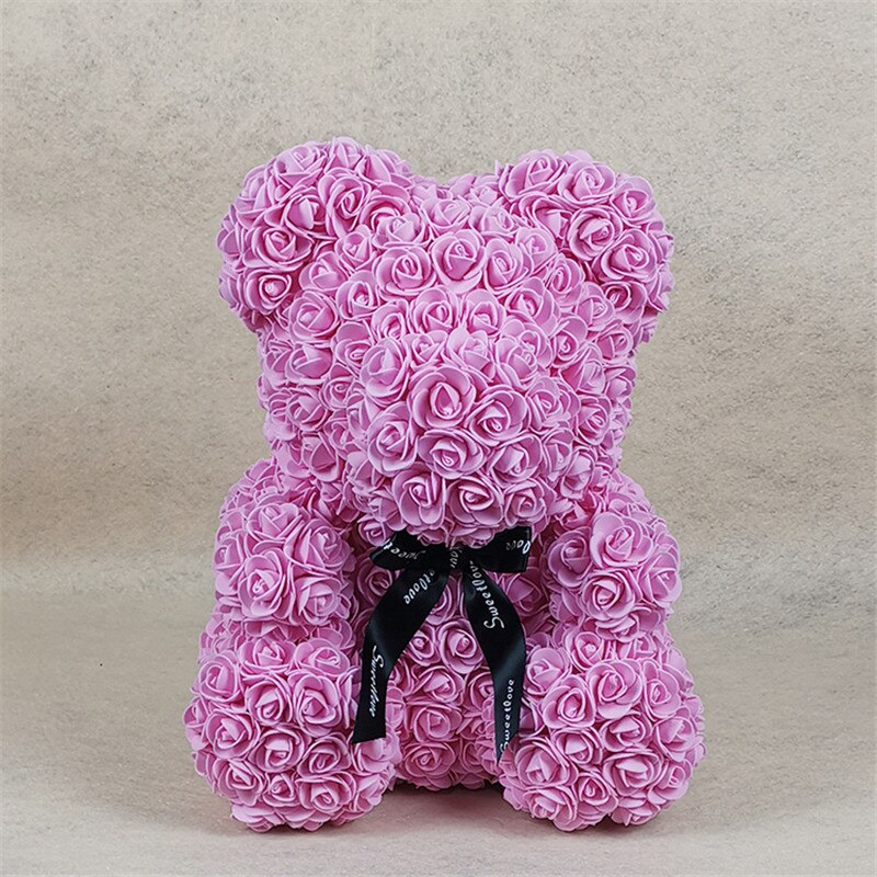 Hot 40 centimetri Artificiale della Rosa Cuore Teddy Bear Fatti A Mano Puzzel Orso di Rose Creatura Giocattoli Di Natale di Cerimonia Nuziale Delle Donne di San Valentino Regali