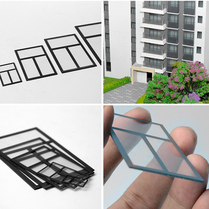 6Pcs/set 1:20/25/30/50/100 Scale Building Window Model DIY Sand Table Assemble Building Model