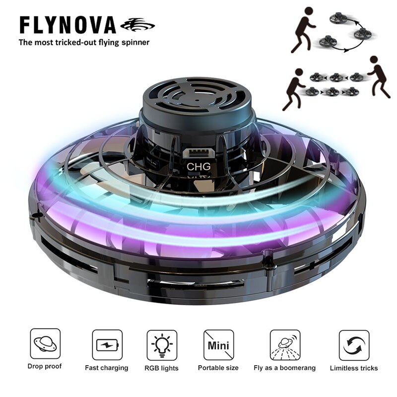 Flynova original drone flyvende spinner fidget legetøj håndbetjent mini ufo flyorb fly spinner legetøj til børn voksen