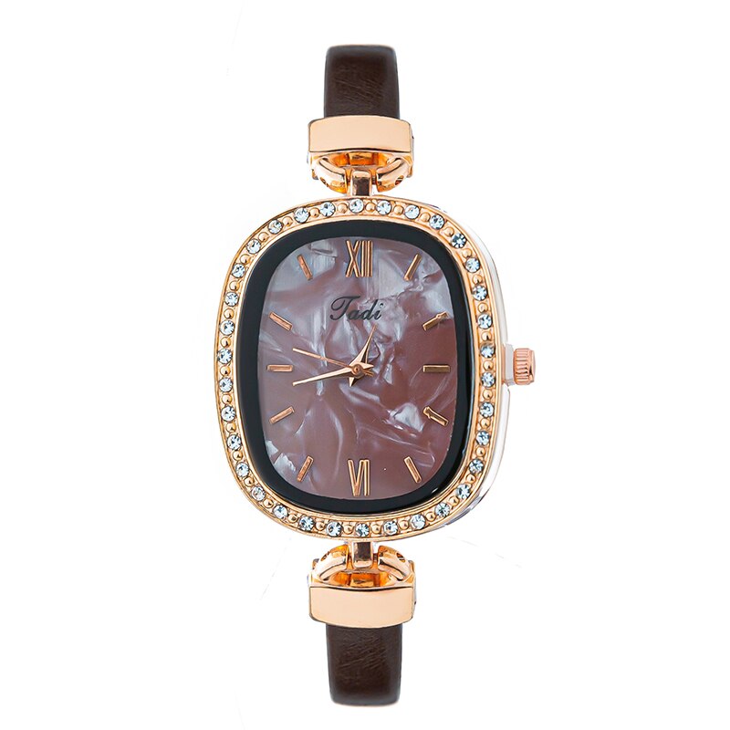 Vrouwen Horloges Armband Sterrenhemel Dames Armband Horloge Marmer Casual Lederen Quartz Horloge Klok Relogio Feminino: Bruin