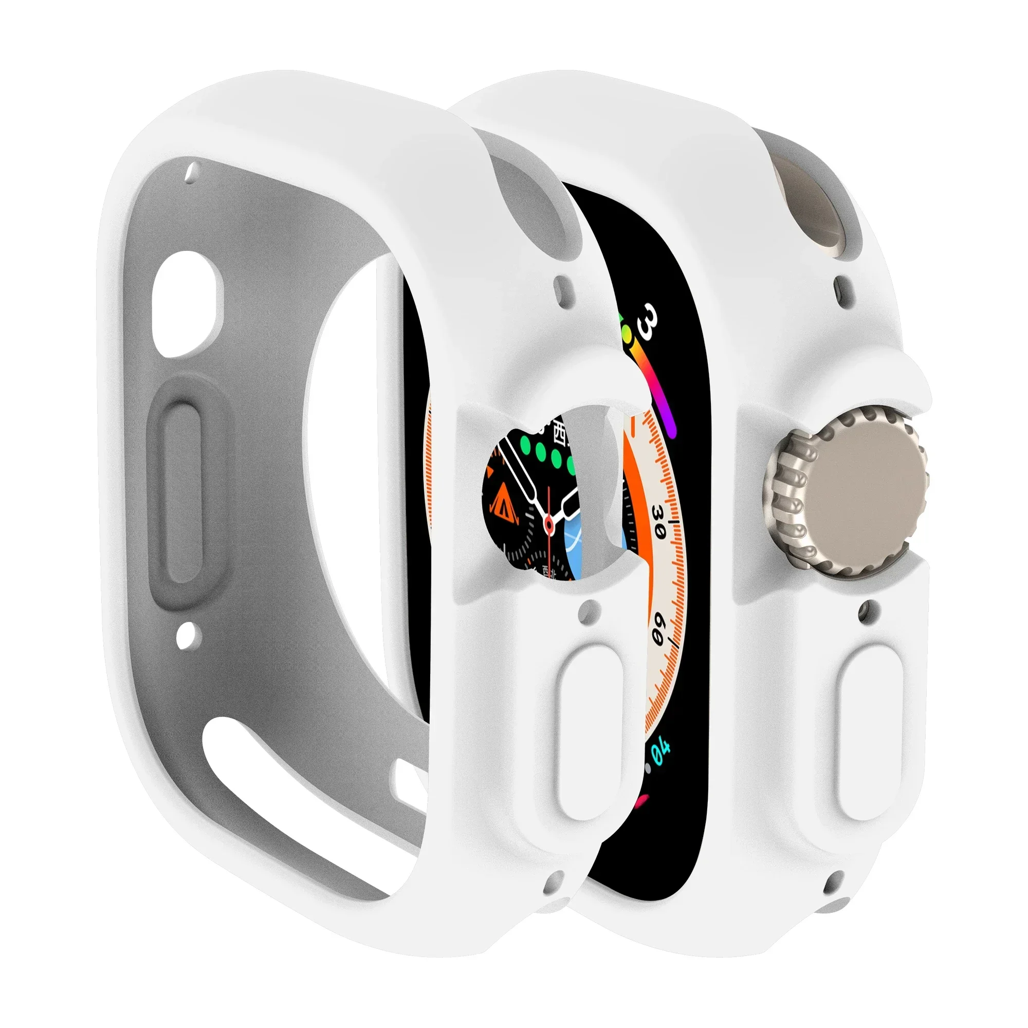 Hoesje voor apple watch ultra 2 met 49mm bandjes, rondom schokbestendig, tpu-beschermend, zacht siliconen bandje, bumper, krasbestendig.: Oranje / 7 inch en groter
