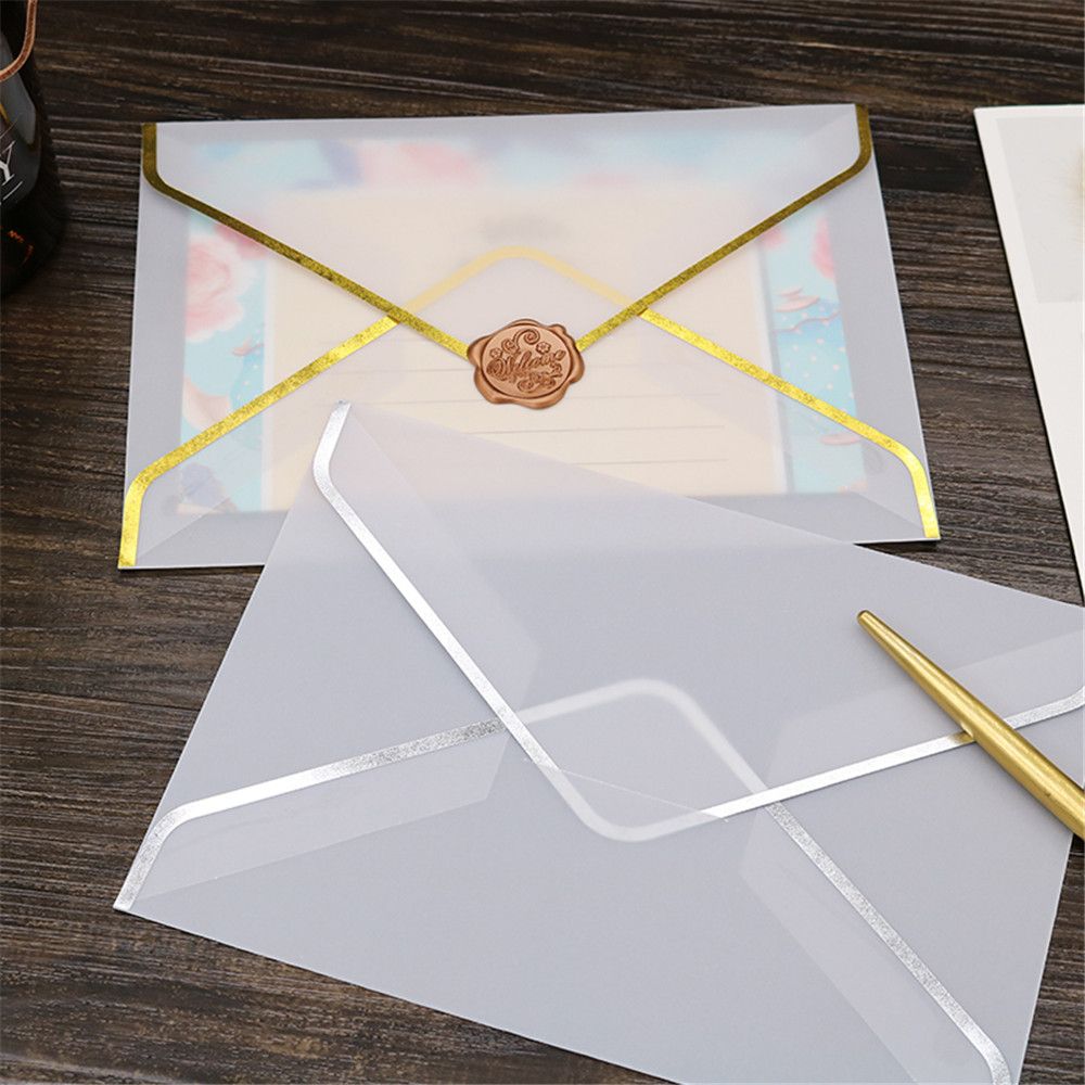 2 uds Semi-transparente de papel de ácido sulfúrico sobres dorado Tarjeta de invitación del banquete de boda Vintage cubierta para de embalaje de tarjeta postal