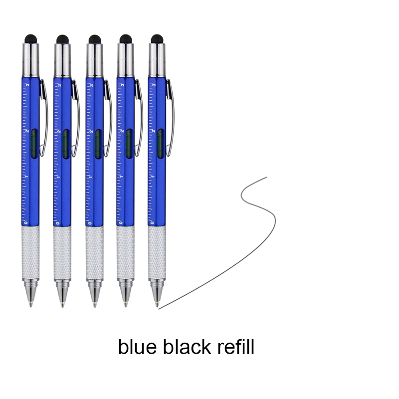 5/10 Stück 7in1 Multifunktionaler Kugelschreiber Handwerkzeug Messtechnik, Lineal, Schraubendreher, Touchscreen-Stift, Wasserwaage: Weiß / 36MM