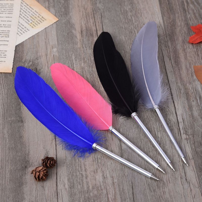 1pc Multicolour Feather Pens Guest Signing Business Ball Pen Paint By Number Pen Wedding Reception Quill AAA0361
