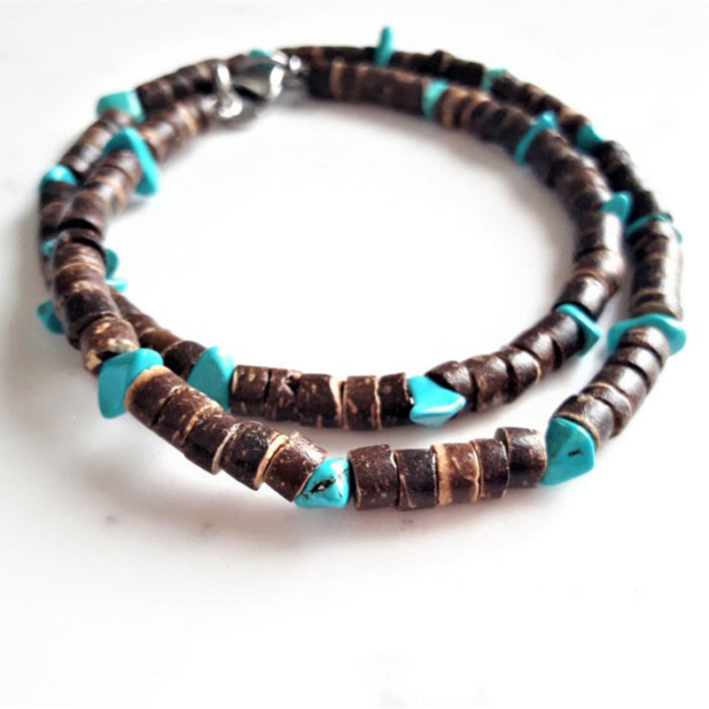 Collar de cuentas para hombre, collar africano, collar de surfista, collar para hombre