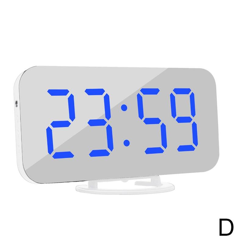 Reloj despertador Digital LED para móvil, espejo con pantalla Led nocturna, 2 puertos de carga USB para iphone, herramienta de teléfono Android, 1 unidad: D