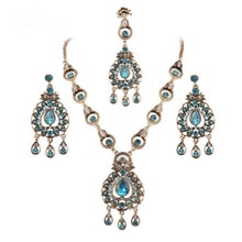 Accesorios Retro de Sari de India para mujer, collar de tres piezas, pendientes, accesorios de puesta en escena