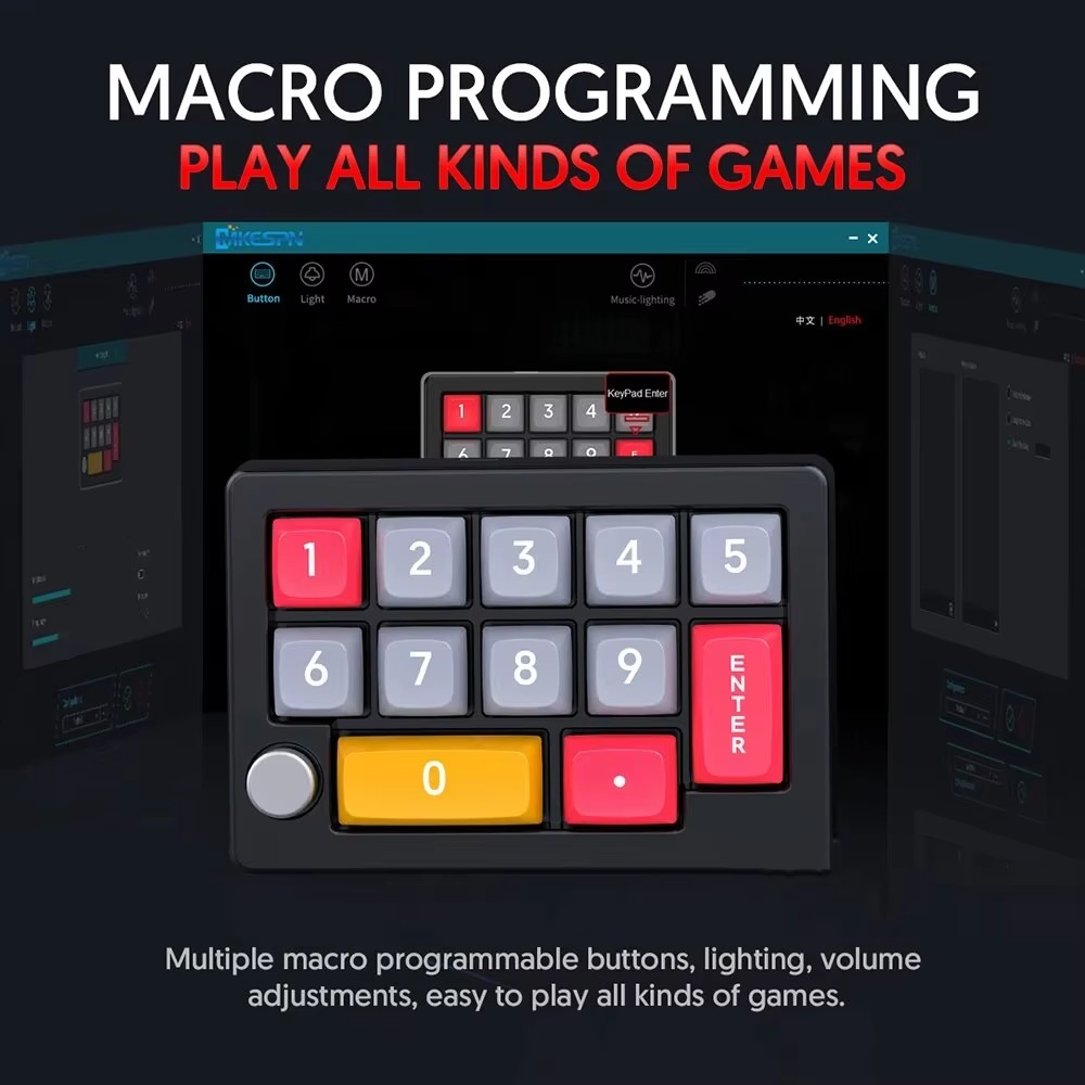 K808 Mini Keyboard 13 Key Macro Programmable Fully Swappable Mechanical Switch 7 Color RGB Light Gaming Mechanical Keyboard