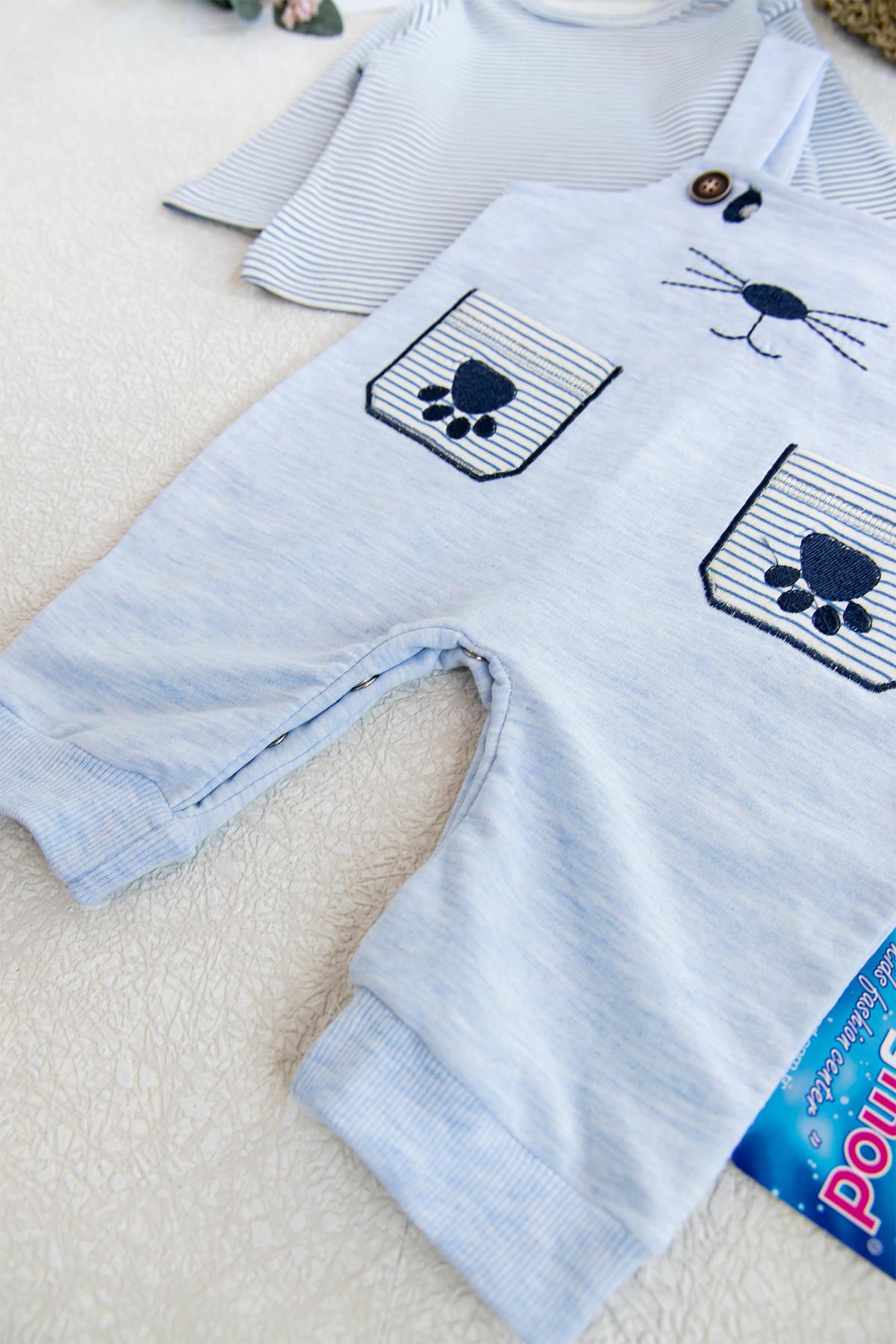 Babyjongens jumpsuit met kattenfiguur en salopet