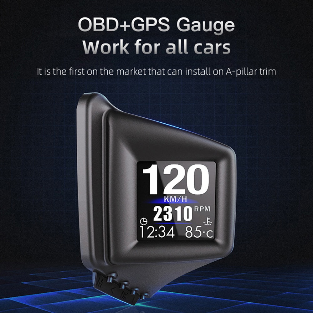 Indicador de pantalla Universal Hud OBD2 para coche, velocímetro GPS, sistema Dual MPH, motor RPM, alarma de exceso de velocidad, accesorios para odómetro