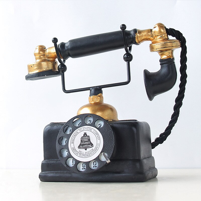 Retro Desktop Landline Telephone Model Antique Old-fashioned Telephone Desktop Decoration Ornament Craft