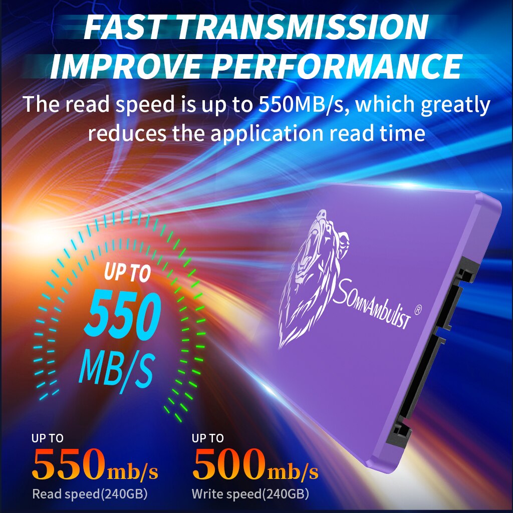 Disque dur SSD violet, 60 go, 120 go, 240 go, interface sata3, pour ordinateur de bureau, notebook