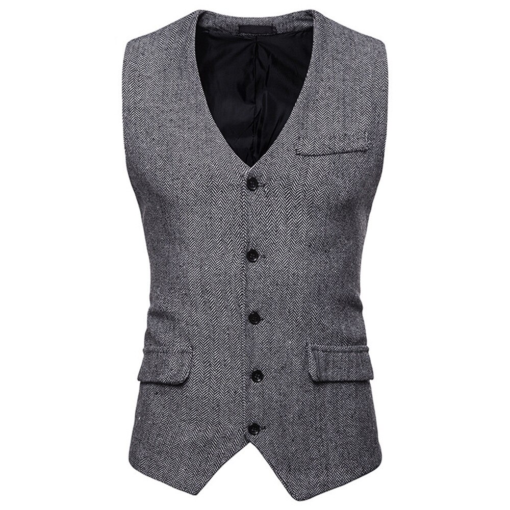 Jurk Vesten Voor Mannen Slim Fit Heren Pak Vest Mannelijk Vest Gilet Homme Casual Mouwloze Formele Zakelijke Jas: Grijs / XXL