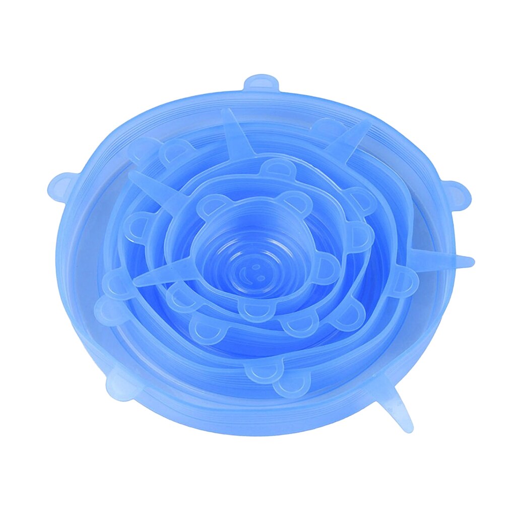 Silicone Stretch Lids, 6 Pcs Stretchable Reusable Food Saver Covers for Dishwasher and Freezer, Silicone Bowl Covers Reusable: Blue 6.5cm