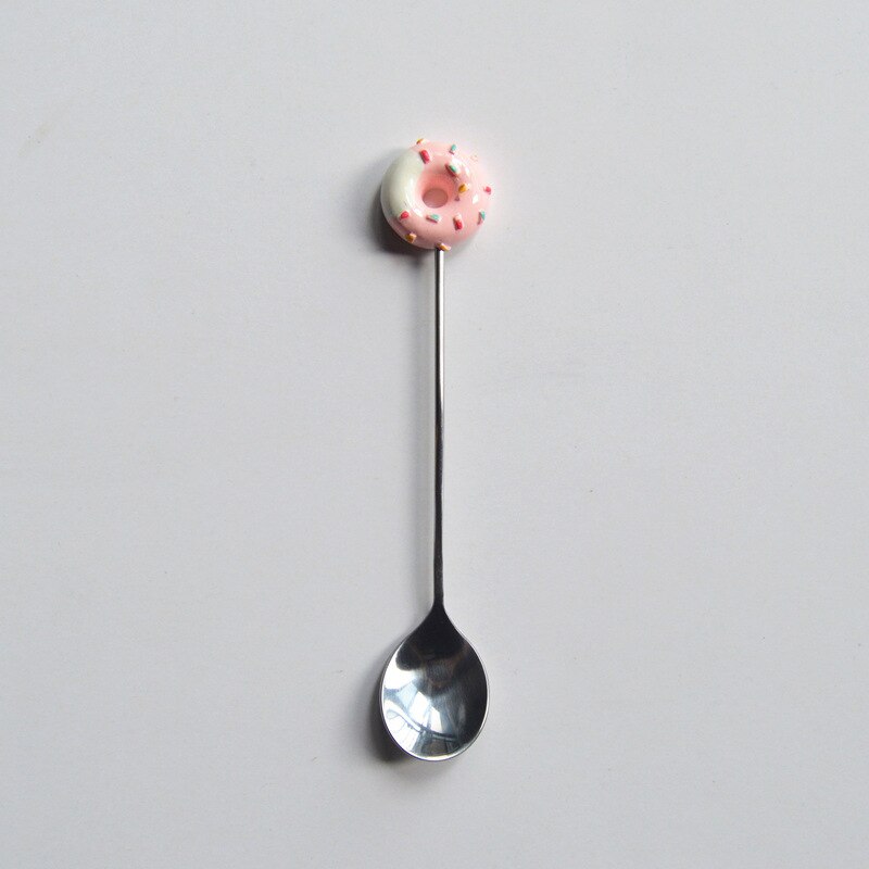 Cuillère à beignet en acier inoxydable, gâteau café Dessert thé glaces cuillères à remuer bonbons cuillère à thé mignonne de dessin animé 1 pièce: C