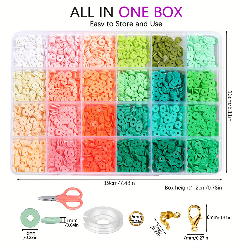 Kit de fabricación de pulseras de cuentas de arcilla, 96 colores, 2400 Uds., cuentas planas para la fabricación de joyas con cuentas de letras y cuerdas elásticas, manualidad para