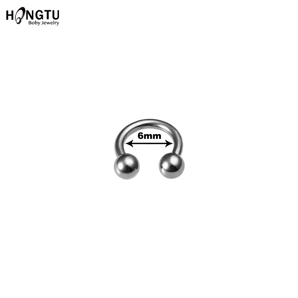 HONGTU 1PC G23 Titan Körper durchbohren Schmuck Punk Hufeisen Septum durchbohren Nase Lippe Ring Ohr Smiley Bar BCR Rund Hantel: TI70006-6mm-1pc