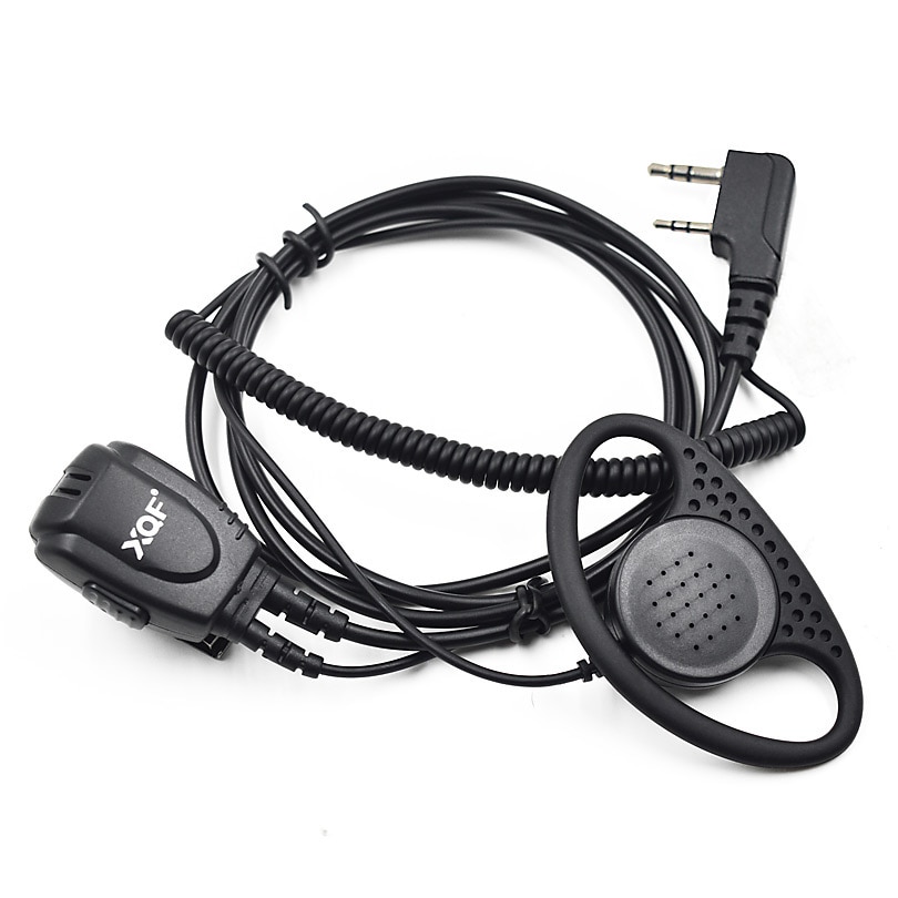 Xqf Politie 2-Pin Oorhaak Coil Draad Oortelefoon Headset Ptt Microfoon Voor Baofeng Cb Radio Uv 5R UV-B5 UV-5X Walkie Talkie Transceiver