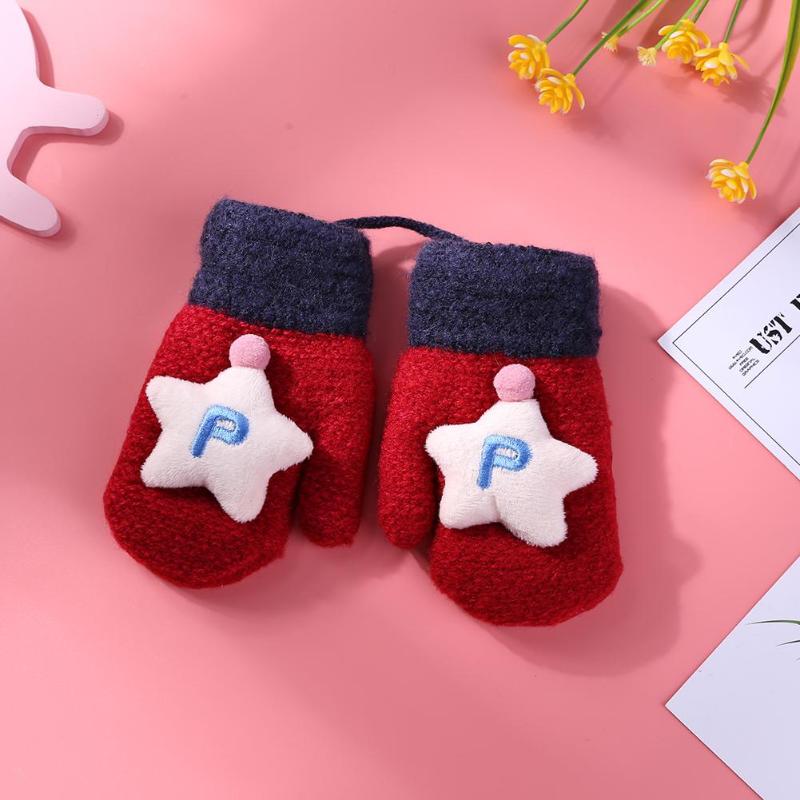 Jongens Meisjes 1 Paar Thicken Handschoenen Comfort Zachte Dagelijkse Leisure Persoonlijkheid Afdrukken Cartoon Vinger Handschoenen Kinderen Dagelijks Handschoenen