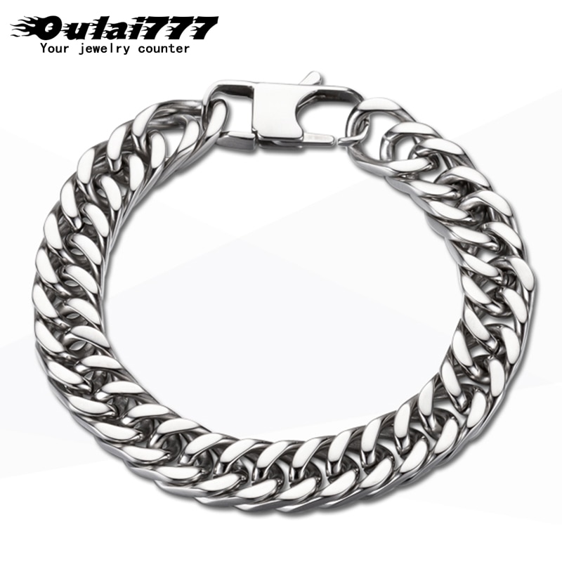 Oulai777 キューバブレスレットメンズステンレス鋼研磨ハンドチェーン男性のアクセサリーブレスレット男性's x27s 卸売ファッション · ジュエリー