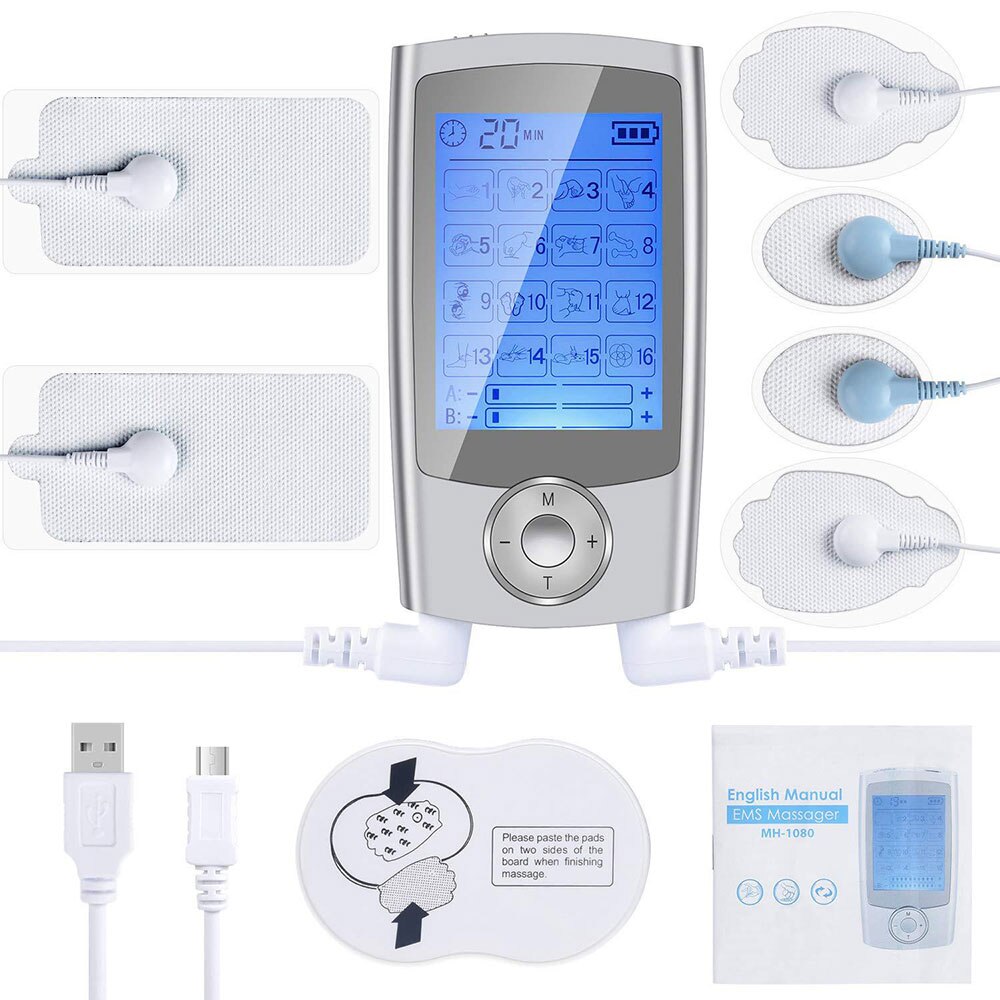 16 modus Dual Ausgang Digitale Elektronische Impuls Massagegerät ems Muskel Stimulator Schmerzen Linderung Maschine elektro Therapie Körper Massage