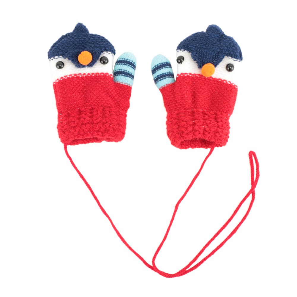 1 coppia Carina Cartone Animato Uccello Morbido Guanti Caldi di Inverno Del Bambino Guanti Per Bambini Lavorato A Maglia Elastico di Spessore Guanti per Bambini Guanti Per Bambini