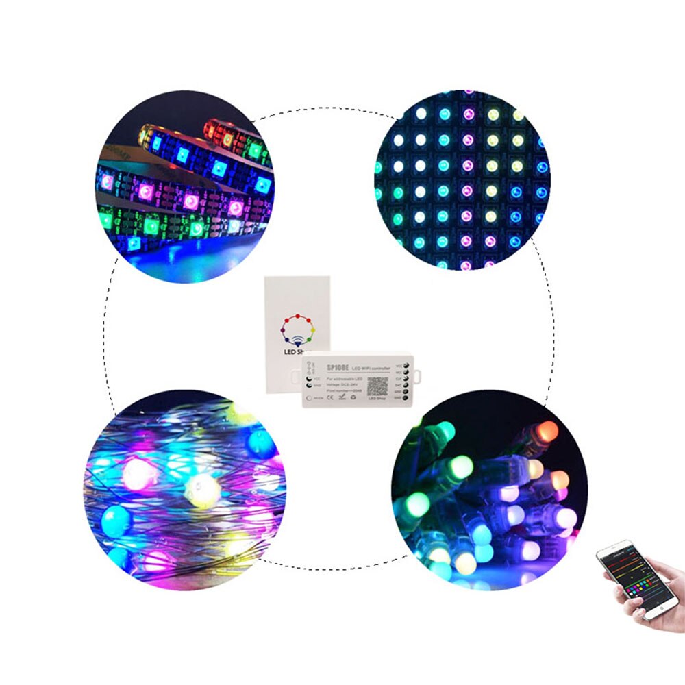 WS2812B WS2811 RGB LED Strip SP108E WiFi Magic Controller WS2813 WS2815 Etc LED Module Light Smart APP Wireless Control DC5-24V